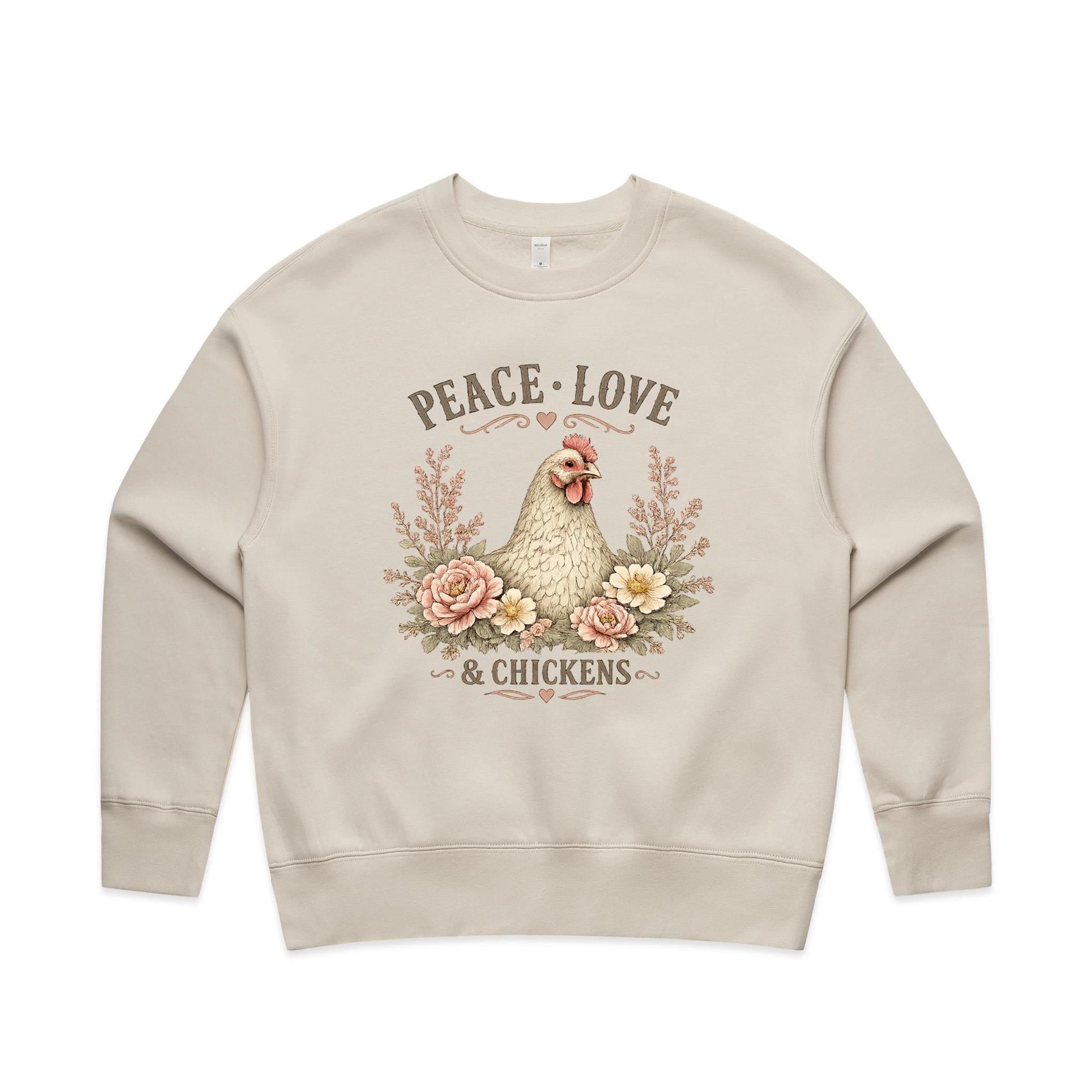 Peace Love and Chickens Crew Jumper