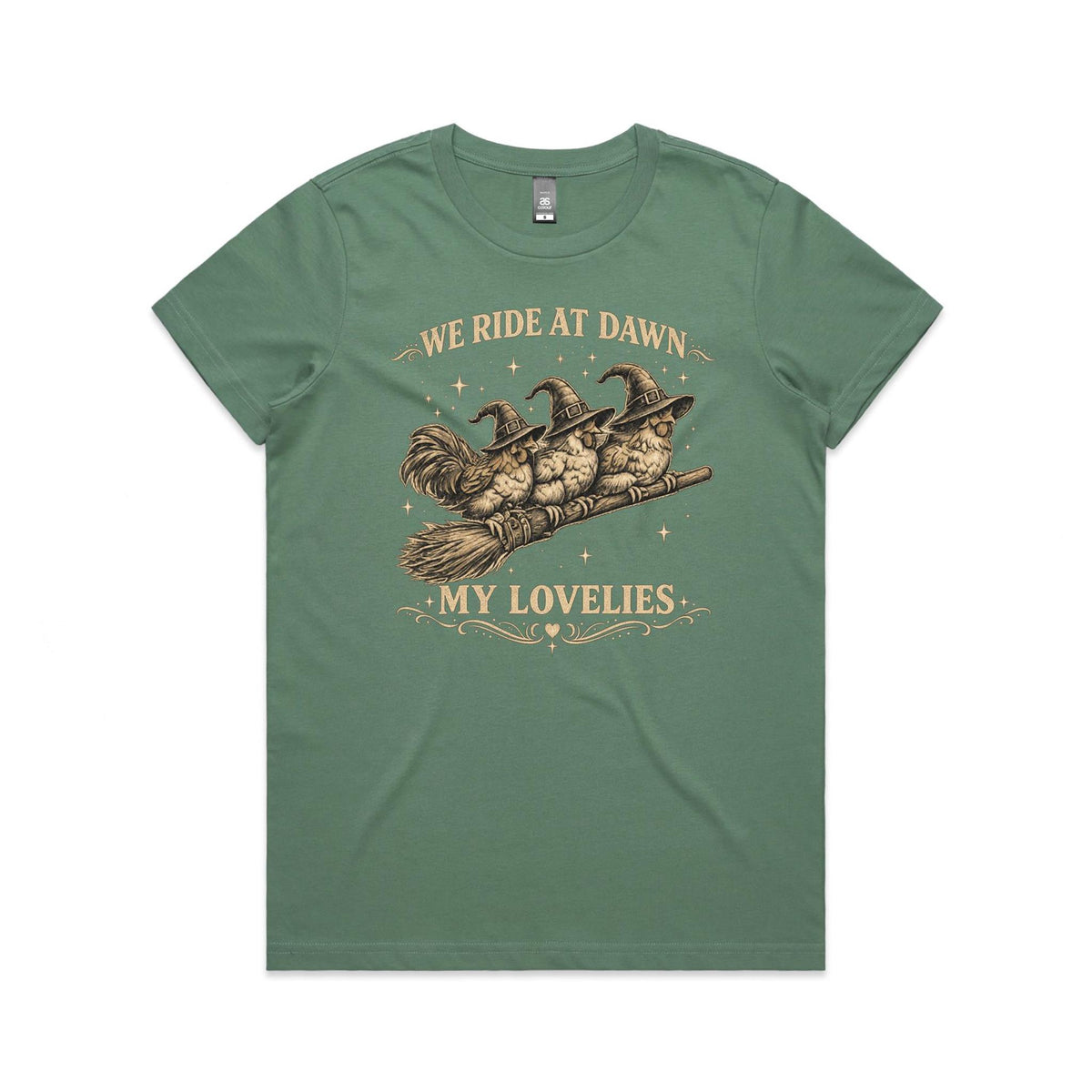 Witchy Chickens Ride at Dawn Tee | Women's Chicken T-Shirt
