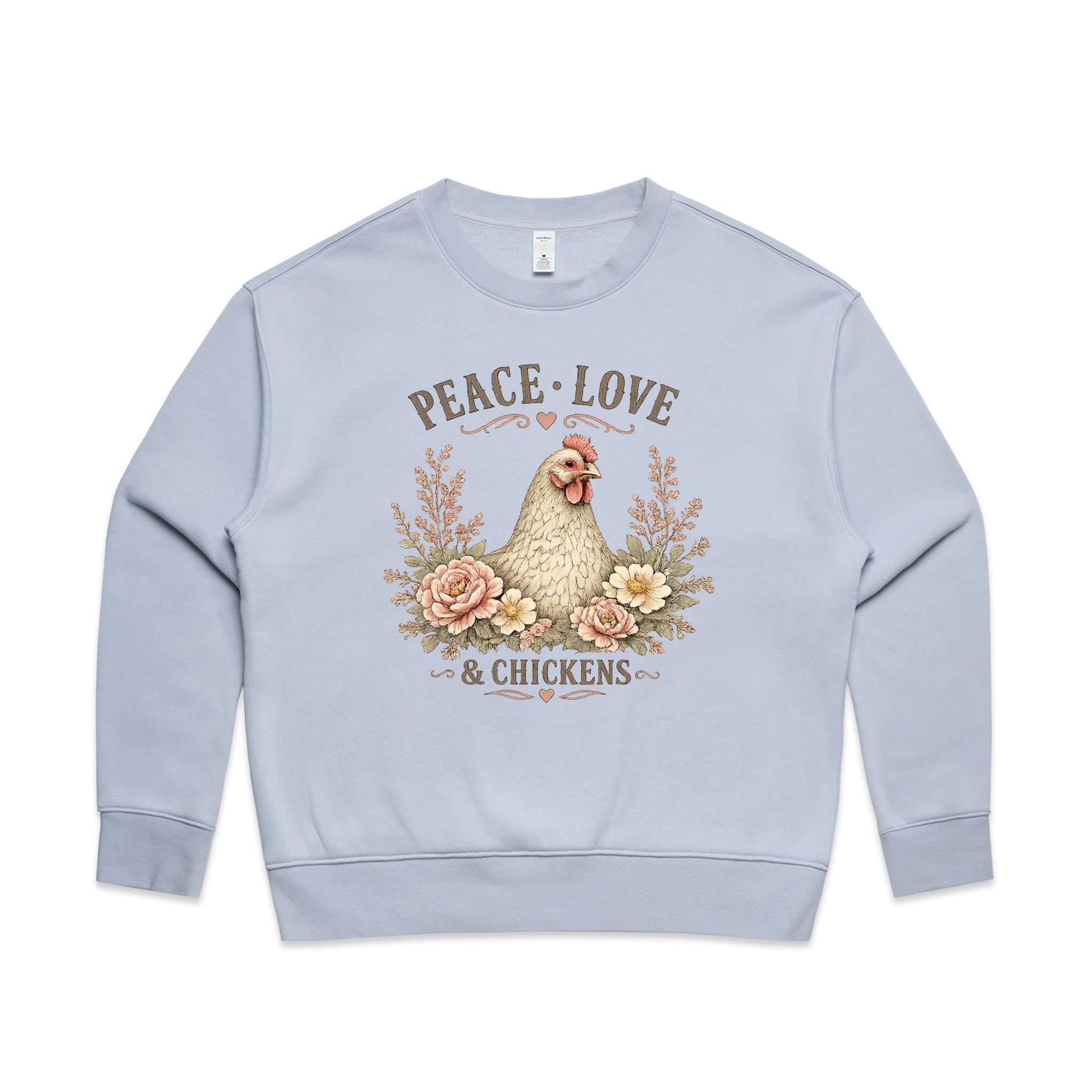Peace Love and Chickens Crew Jumper