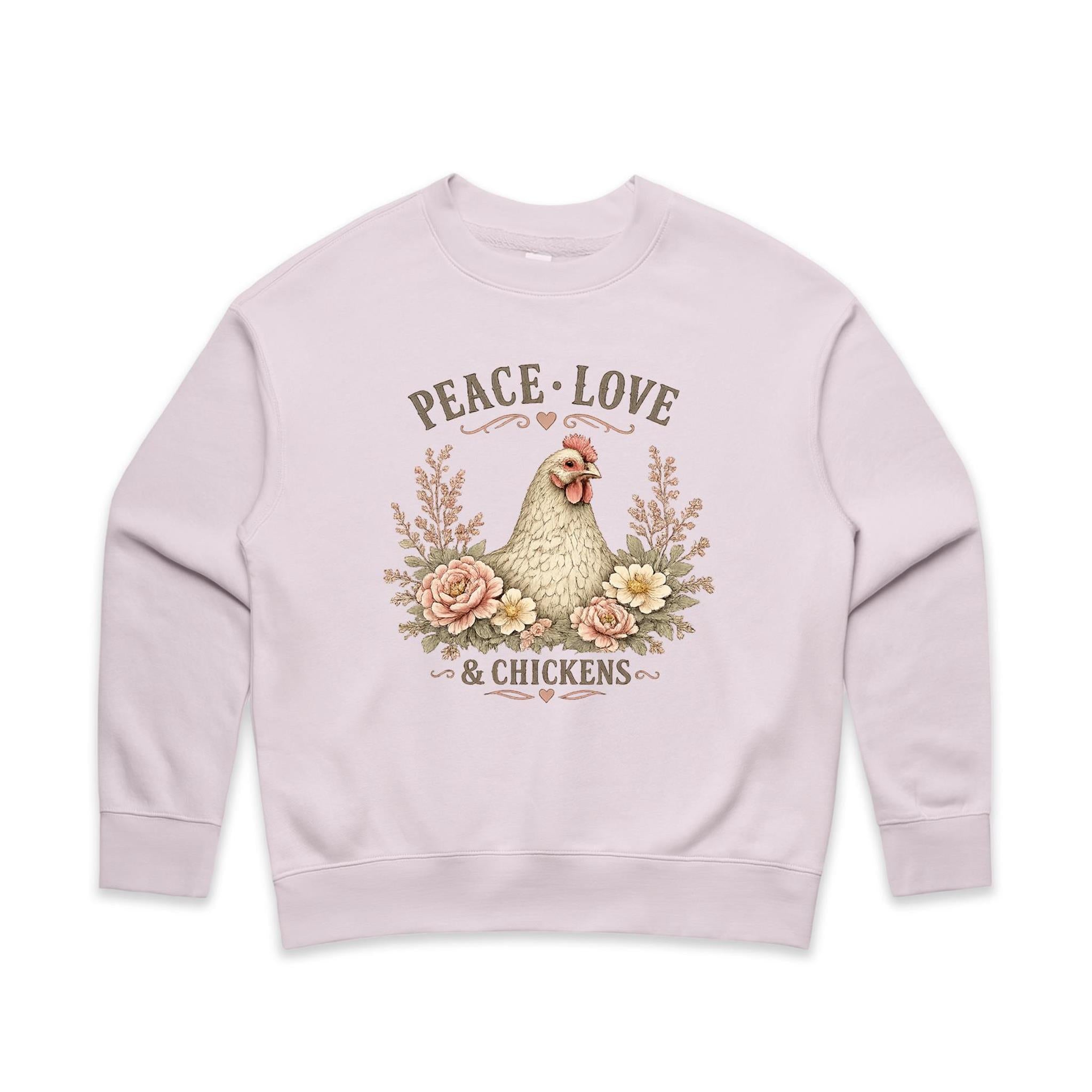 Peace Love and Chickens Crew Jumper
