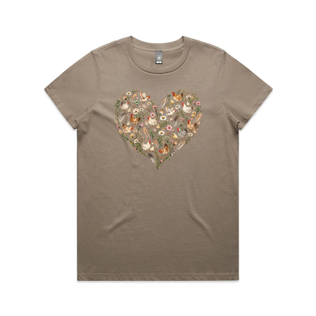 Chicken Floral Love Heart Tee