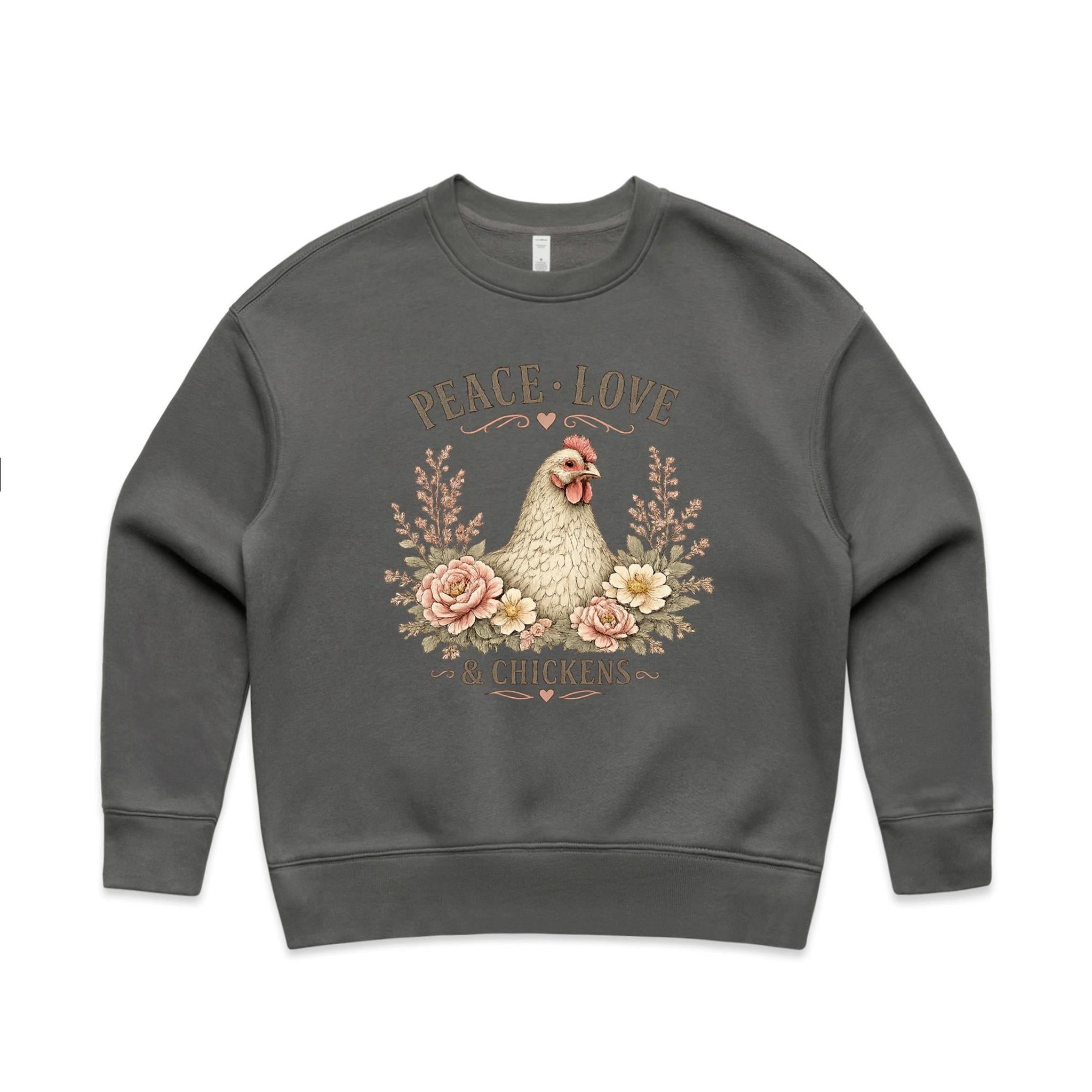 Peace Love and Chickens Crew Jumper