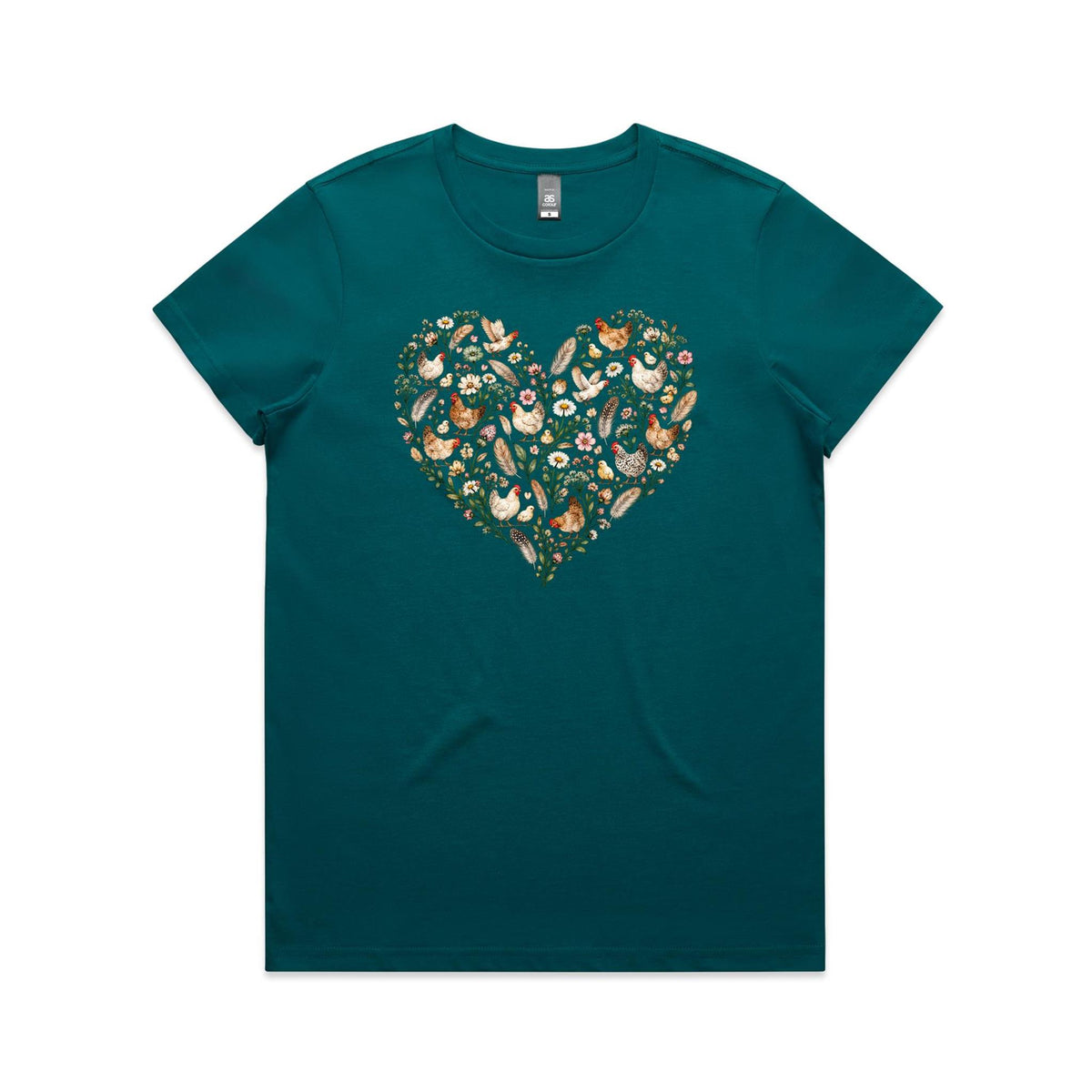 Chicken Floral Love Heart Tee