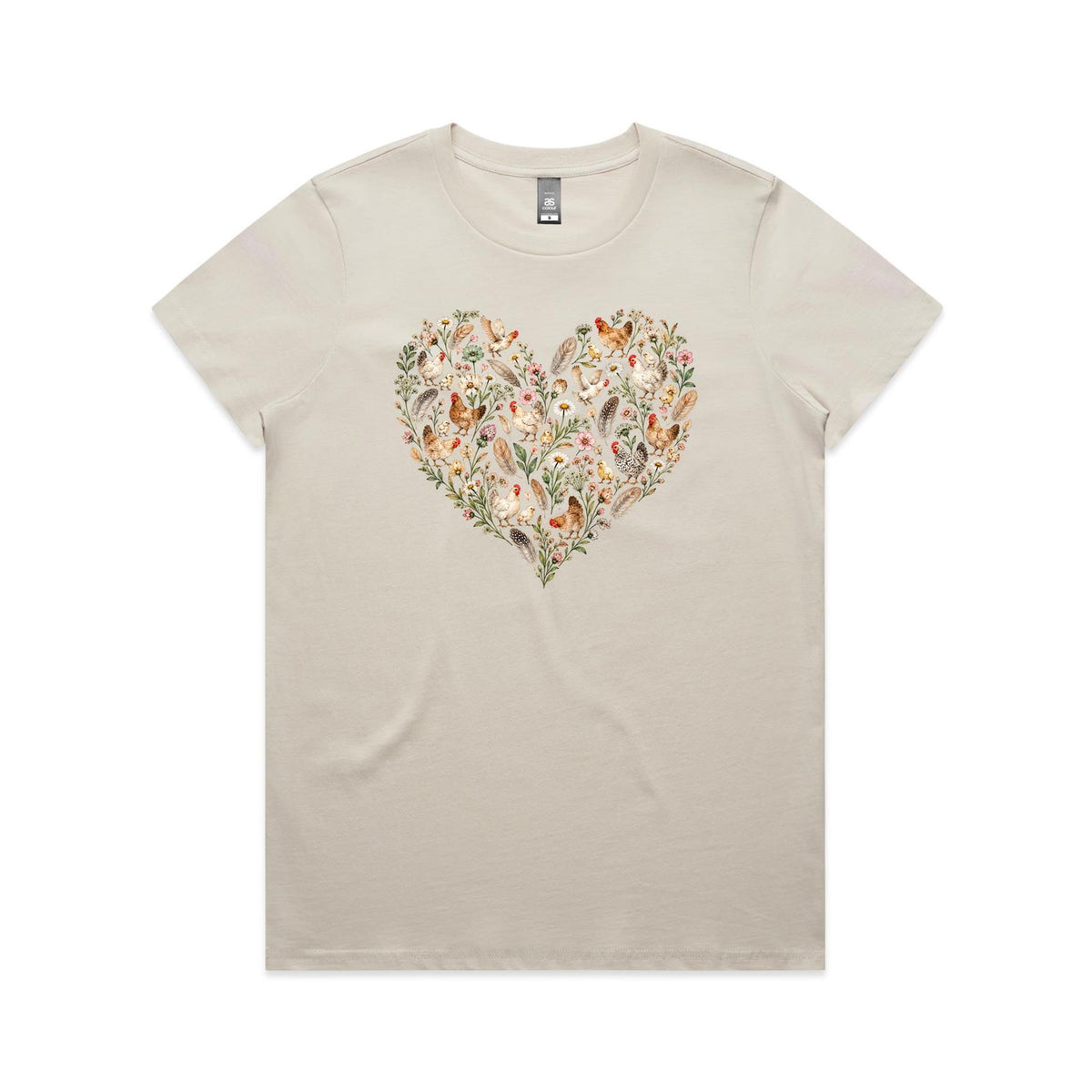 Chicken Floral Love Heart Tee