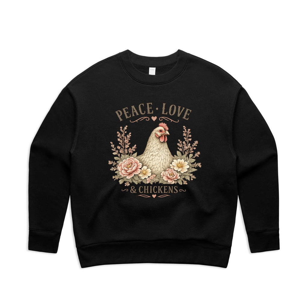 Peace Love and Chickens Crew Jumper