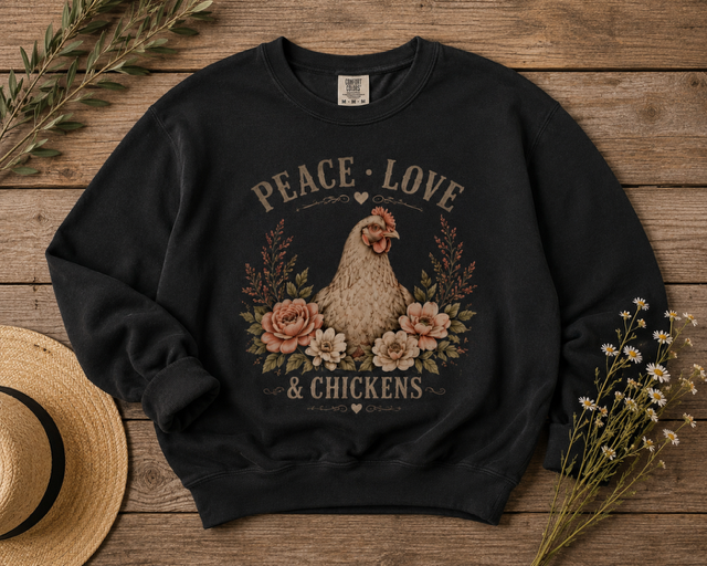Peace Love and Chickens Crew Jumper