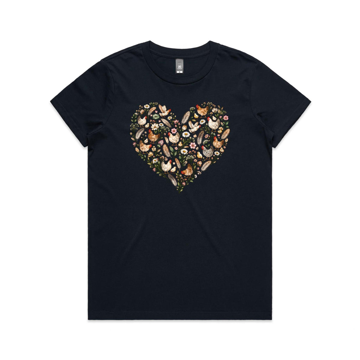 Chicken Floral Love Heart Tee