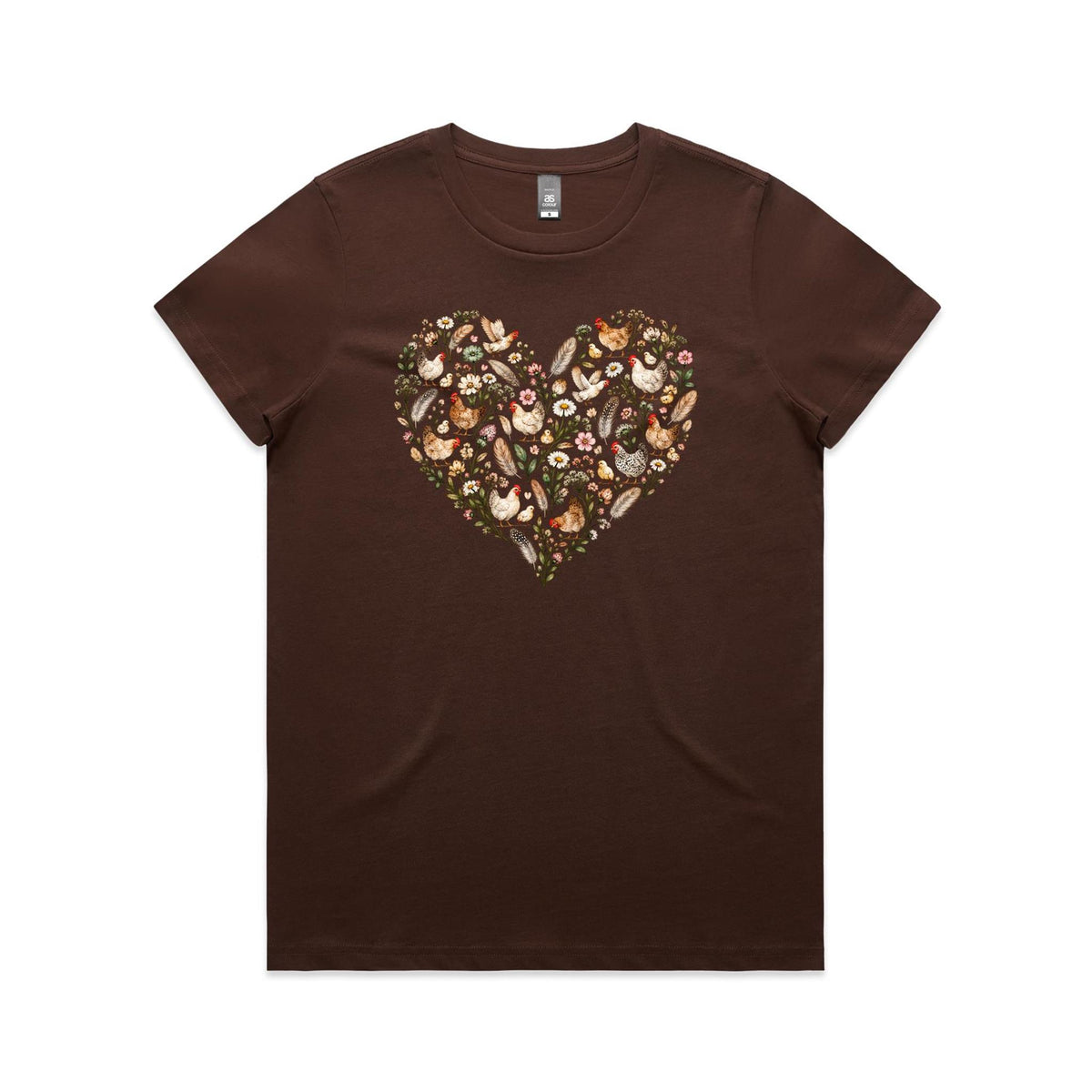 Chicken Floral Love Heart Tee