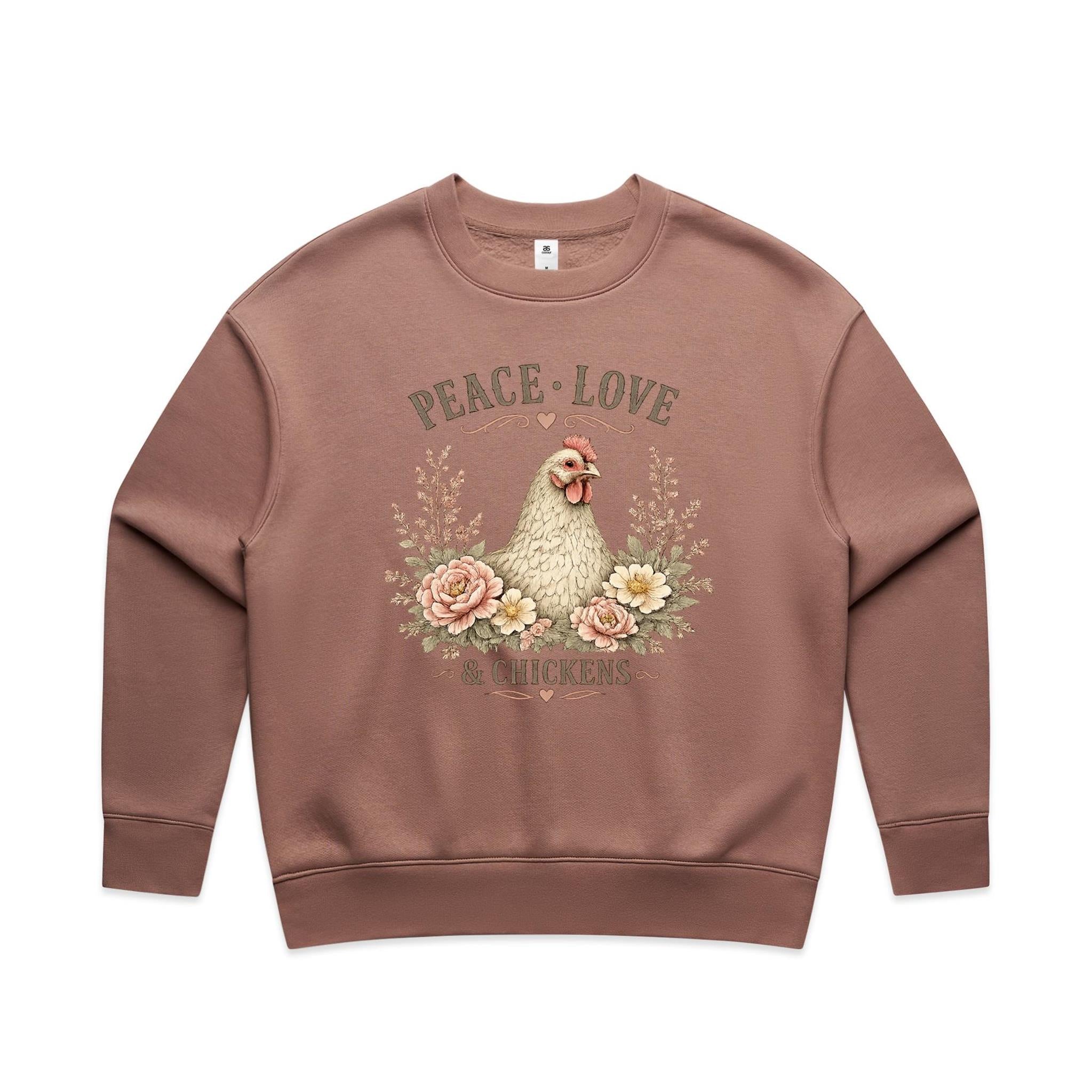 Peace Love and Chickens Crew Jumper