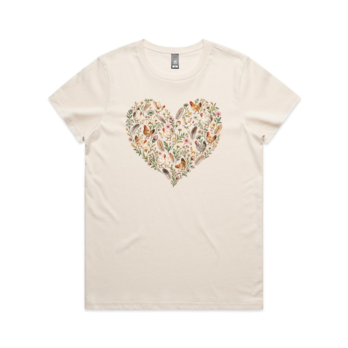 Chicken Floral Love Heart Tee