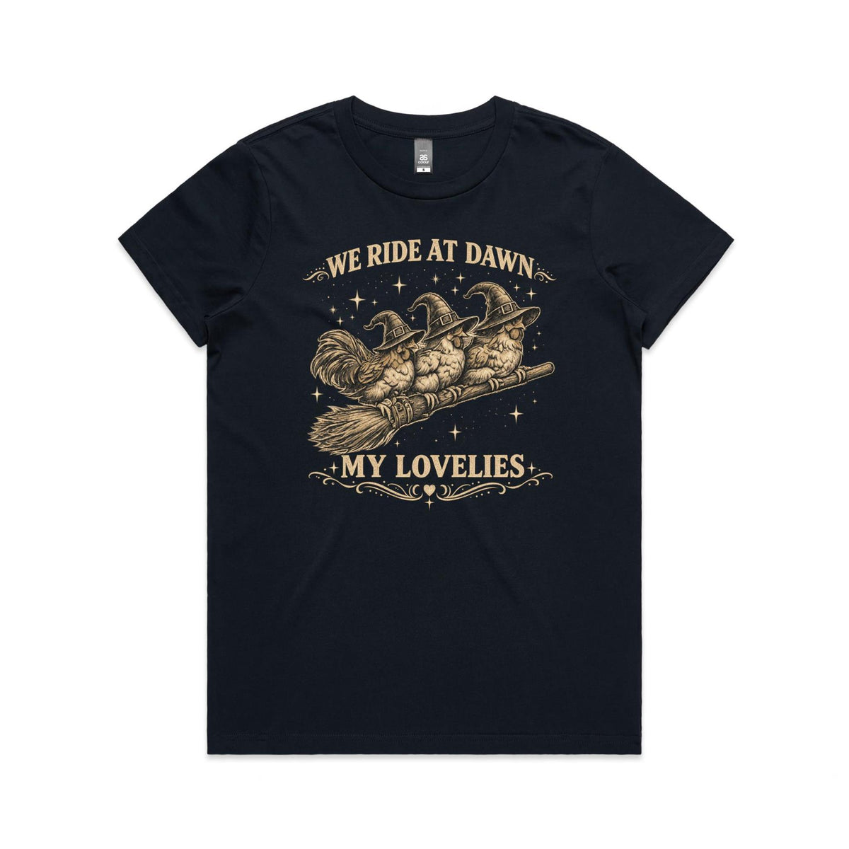 Witchy Chickens Ride at Dawn Tee | Women's Chicken T-Shirt