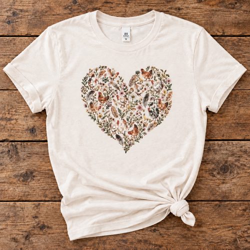Chicken Floral Love Heart Tee