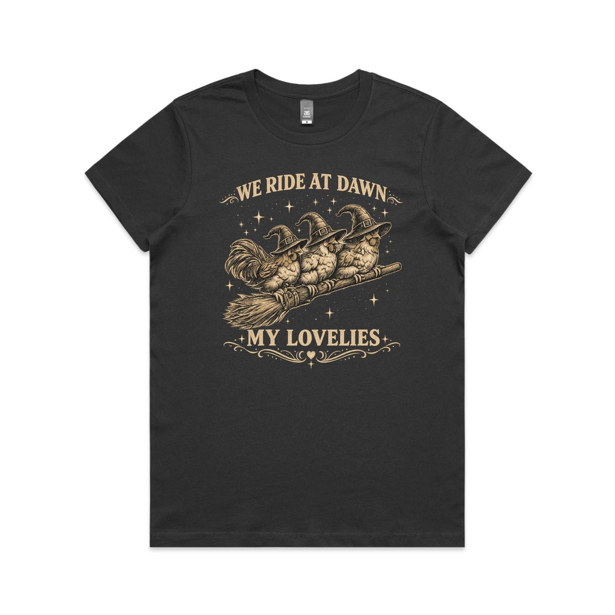Witchy Chickens Ride at Dawn Tee | Women's Chicken T-Shirt