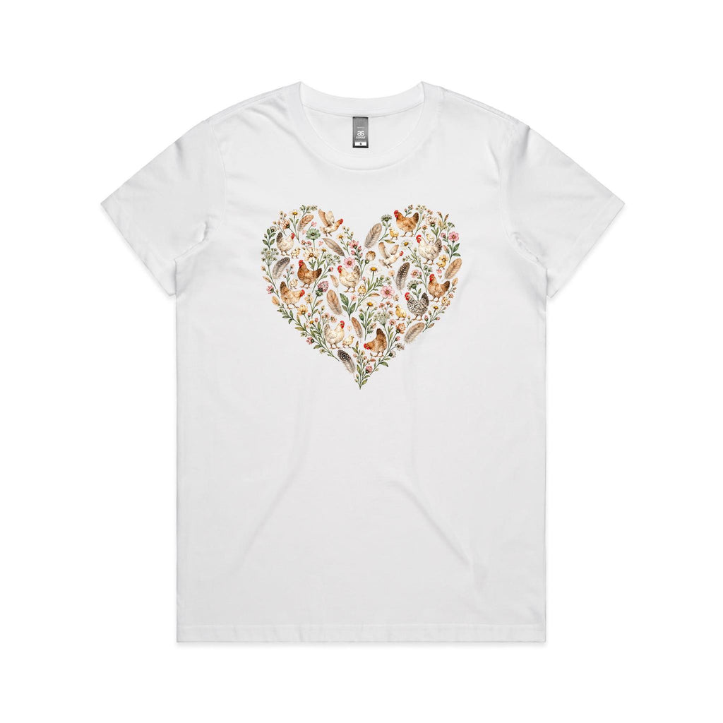 Chicken Floral Love Heart Tee