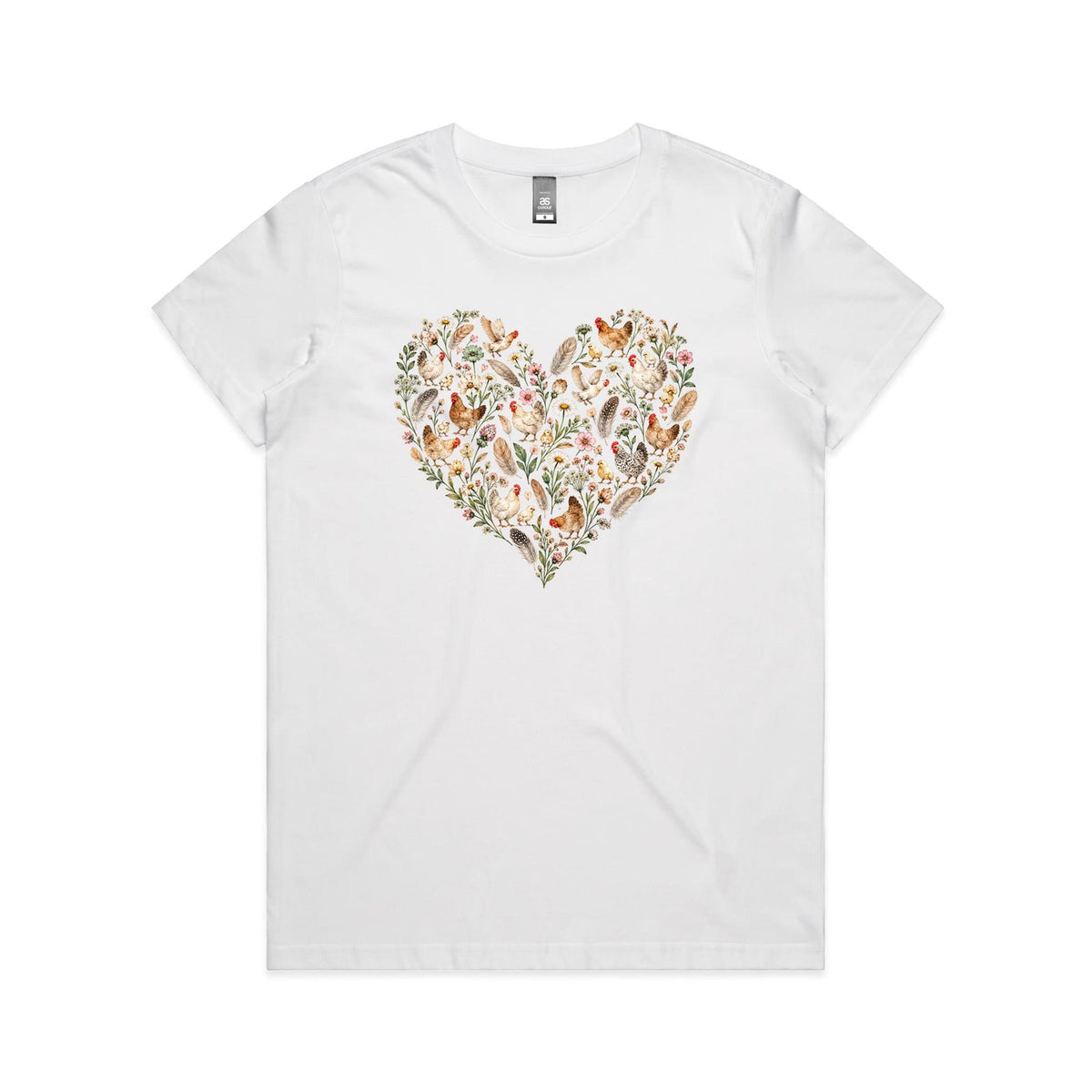 Chicken Floral Love Heart Tee