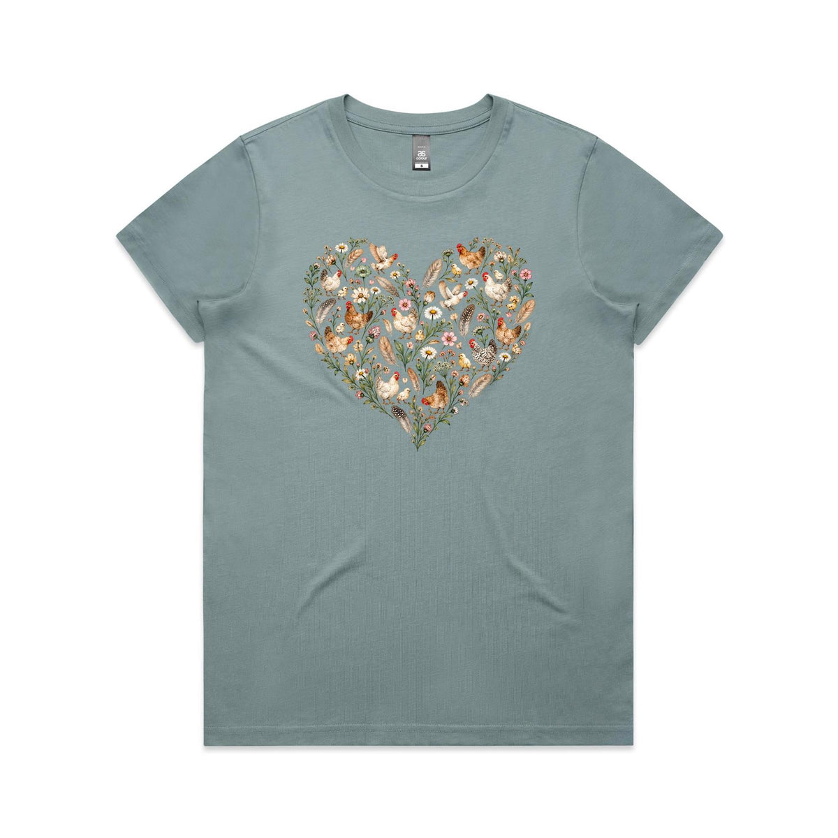 Chicken Floral Love Heart Tee