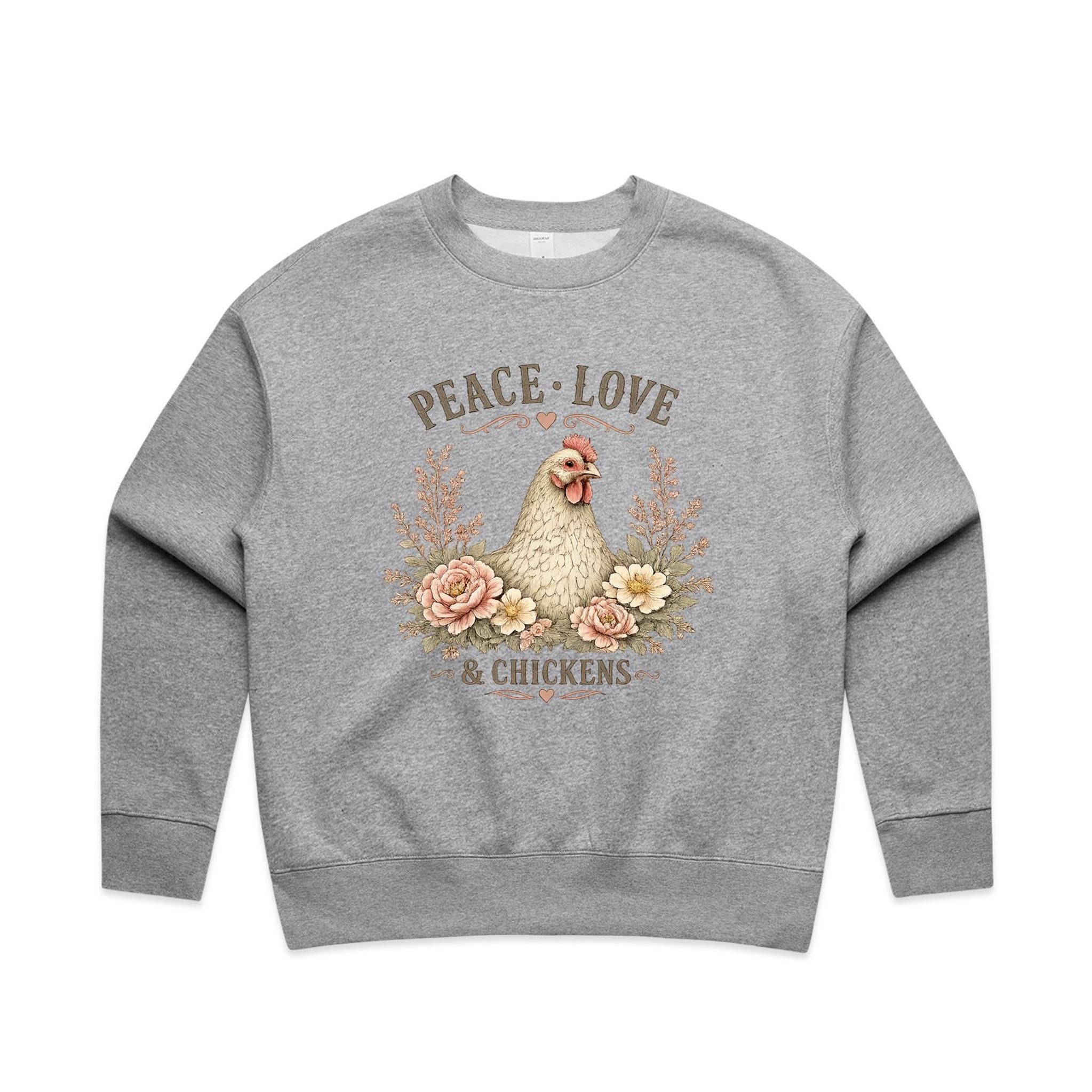 Peace Love and Chickens Crew Jumper