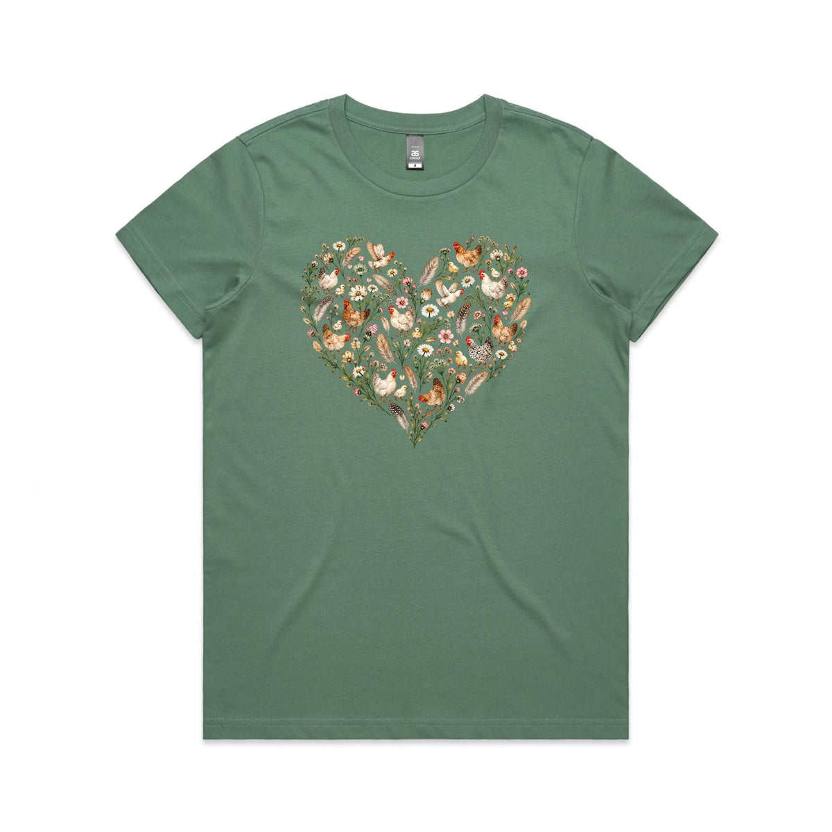 Chicken Floral Love Heart Tee
