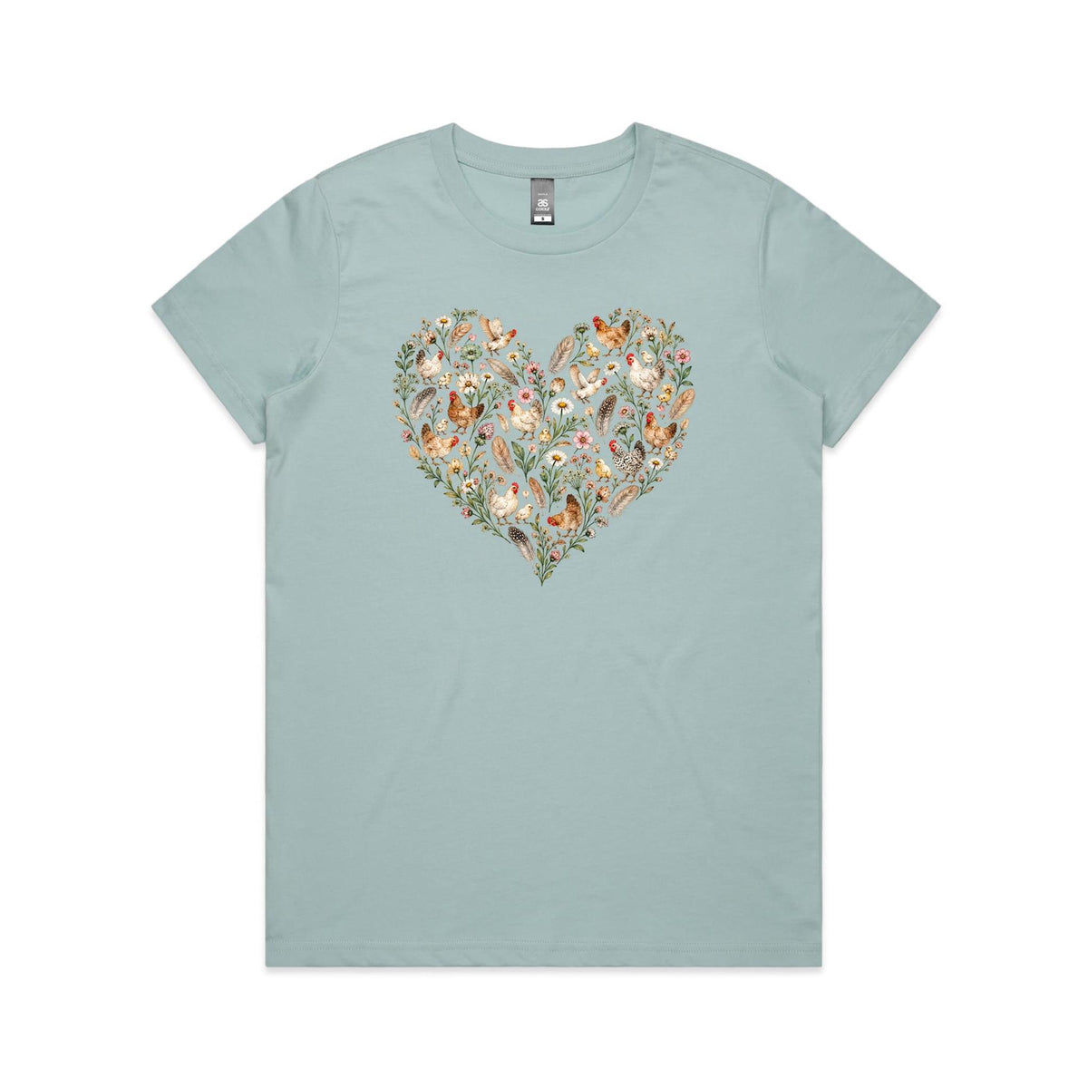 Chicken Floral Love Heart Tee