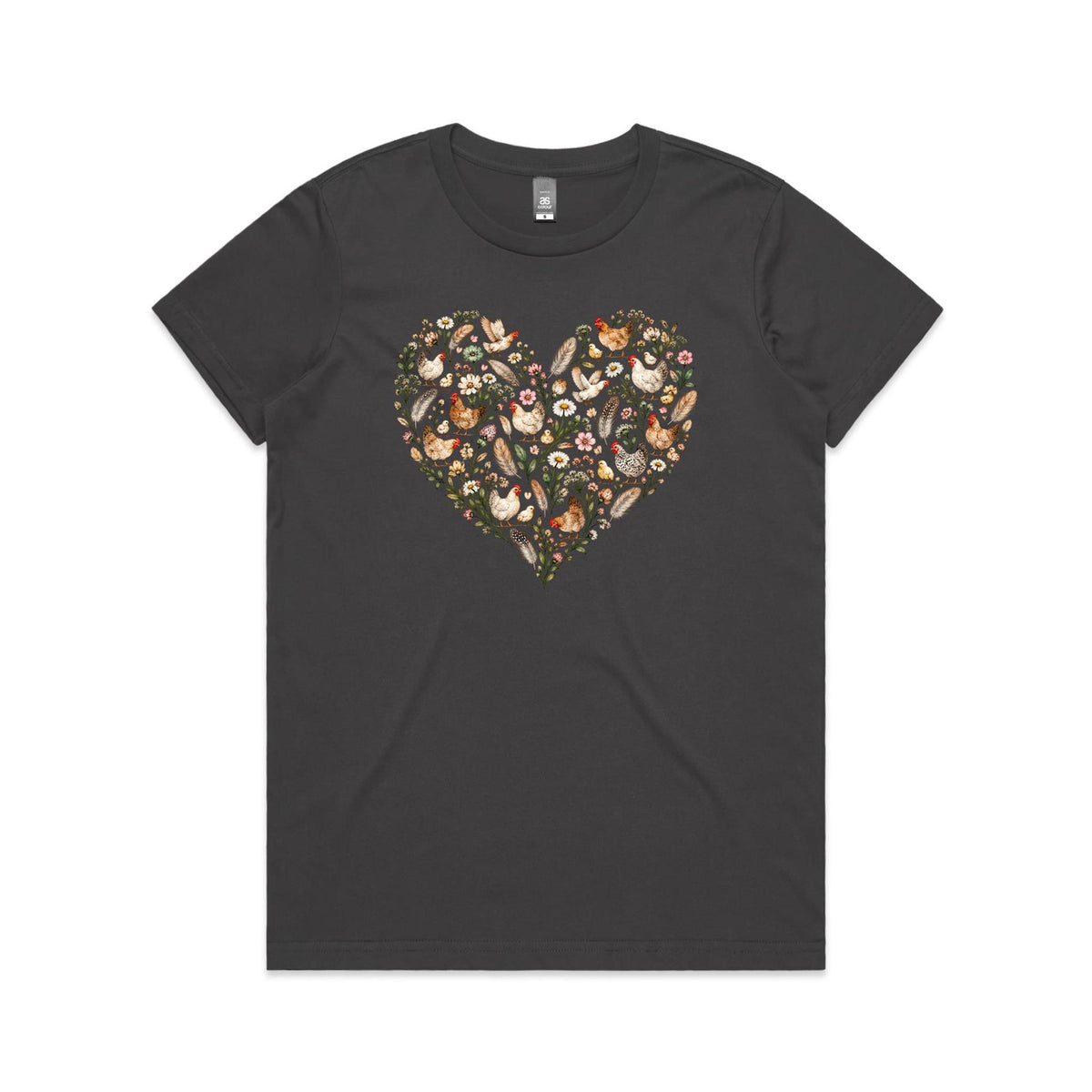Chicken Floral Love Heart Tee
