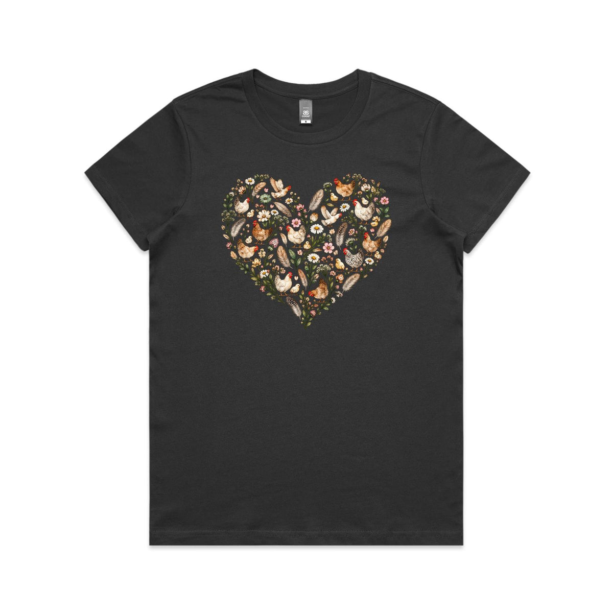 Chicken Floral Love Heart Tee