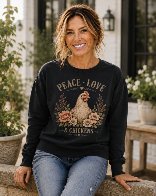 Peace Love and Chickens Crew Jumper