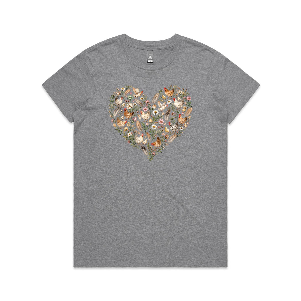 Chicken Floral Love Heart Tee